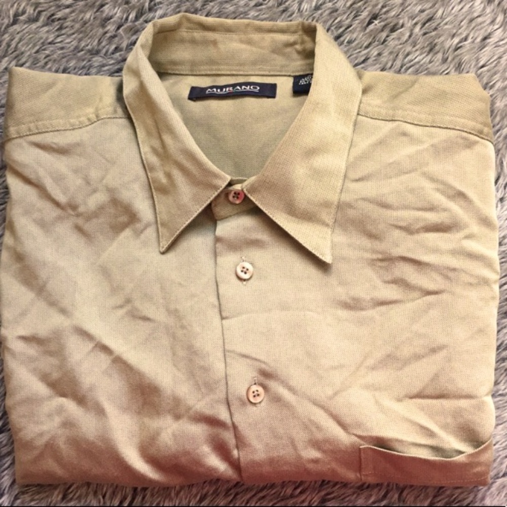 MURANO military green shaded gold long sleeve casual shirt men’s size large